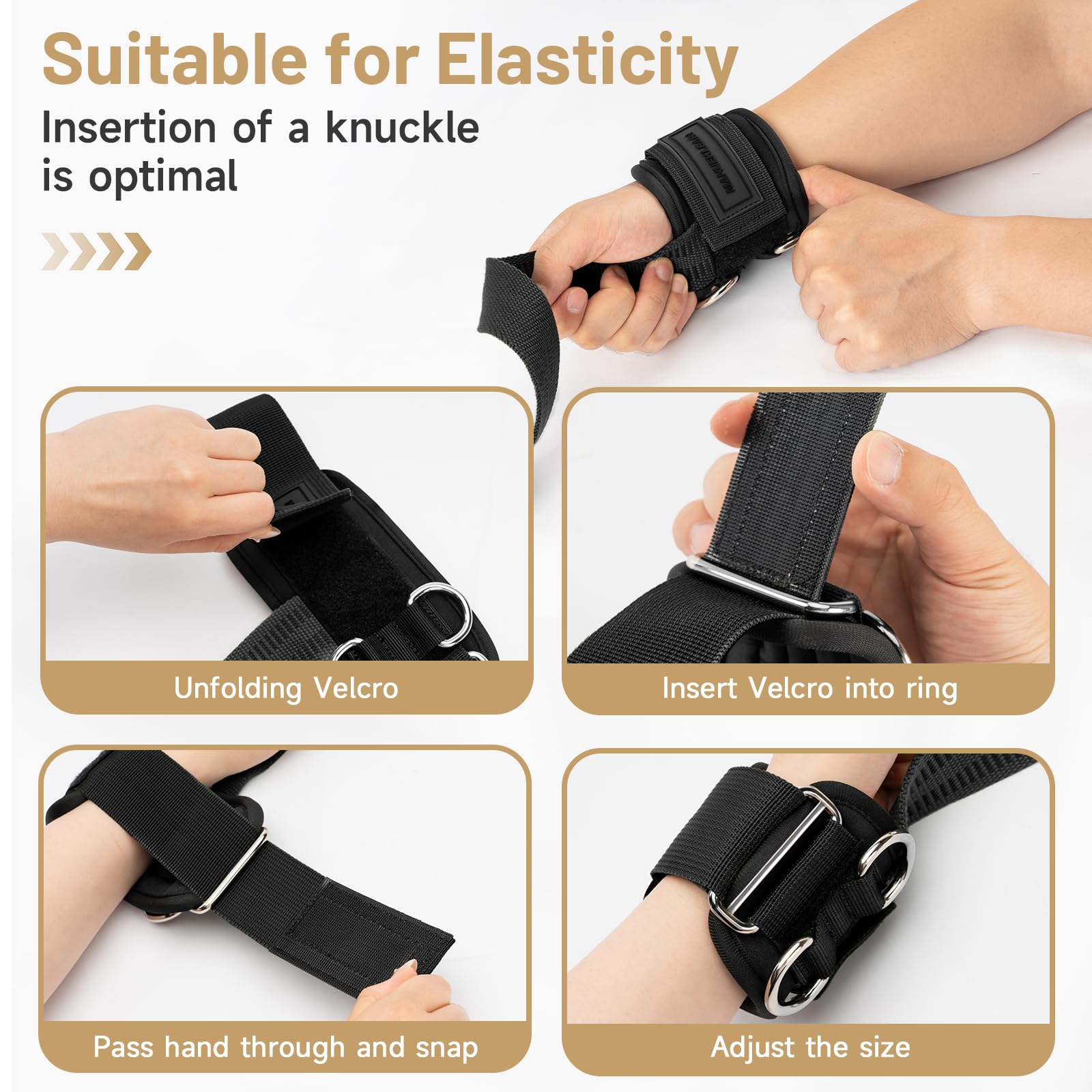 MANUEKLEAR Non-Slip Wrist Straps for Weightlifting Deadlifting, Gym Lifting Straps with D Rings for Cable Machine Workout, 10mm Neoprene Padded Weight lifting Wrist Wraps for Men Women (Black, M (6.3-7.5inch)) 🍁 All In One Marketplace Canada
