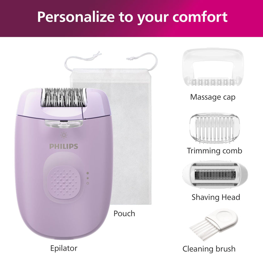 Philips Epilator Series 4000, 3-in-1 with Shaver and Trimming Attachments for Women, LED Light, 2 Speed Settings, 4 Accessories, BRE257/04 🍁 All In One Marketplace Canada