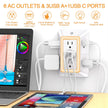 3-Sided Power Bars with Surge Protector, POWRUI 6-Outlet Extender with 3 USB Ports (1 USB C) and Night Light, Multi Plug Outlet and Spaced Outlets Adapter, ETL, White 🍁 All In One Marketplace Canada