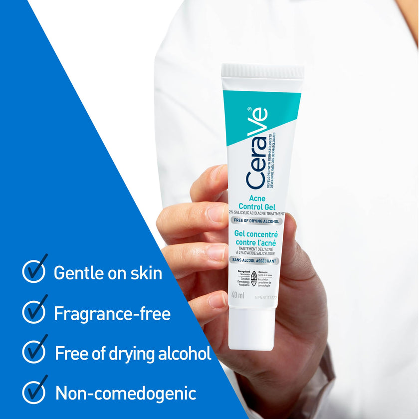 CeraVe Acne Control Gel For Face, Pimple & Pores, With Salicylic Acid, 3 Essential Ceramides, Niacinamides. Developed with Dermatologists, Non-Comedogenic, Oil-Free, Fragrance-Free, 40ml 🍁 All In One Marketplace Canada