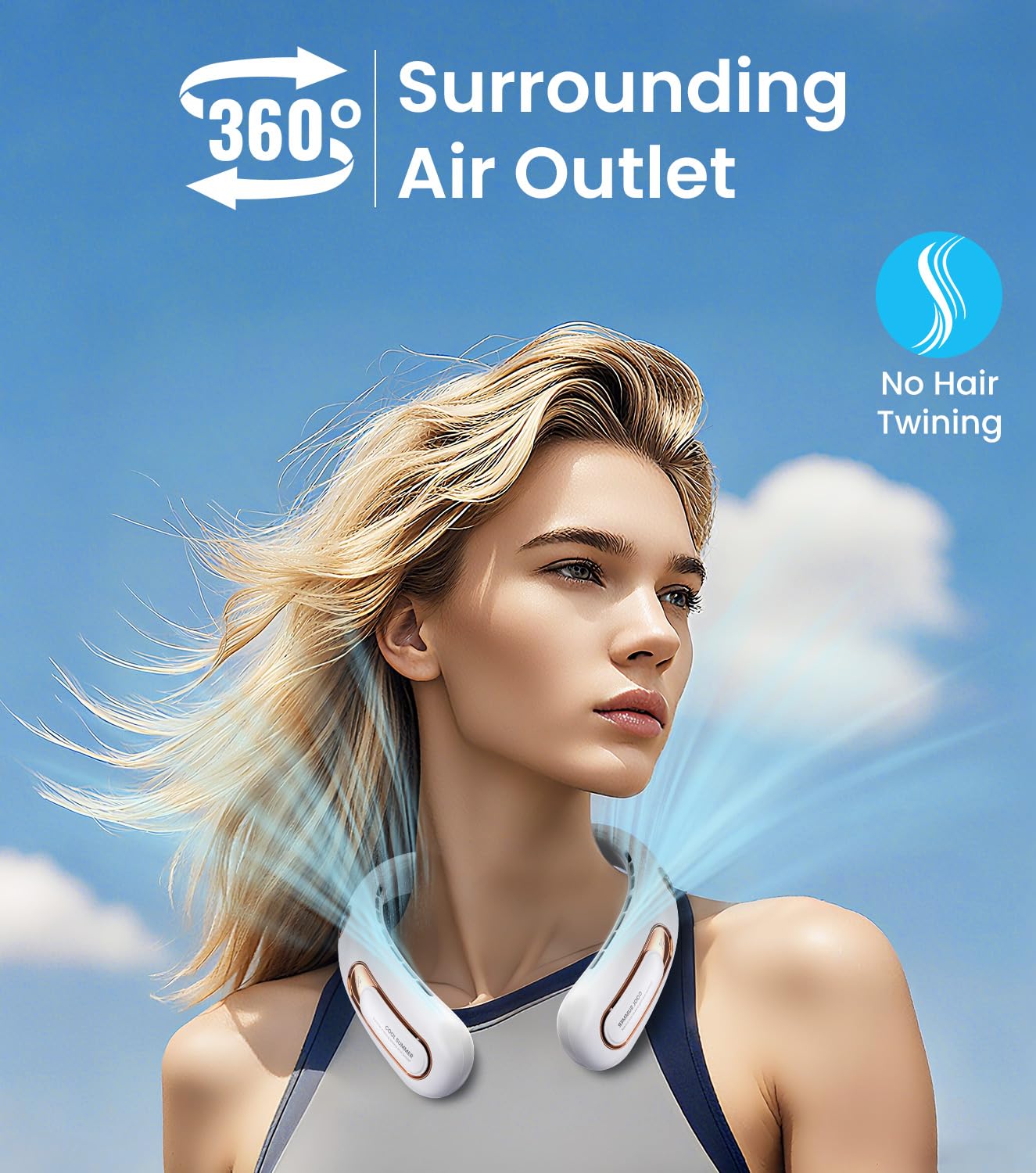 Neck Fan, Hands Free Bladeless Portable Neck Fan, 4000mAh USB Rechargeable Battery Fan, 3 Speed Personal Cooling Fan with 360° Airflow - for Hot Flashes Home Office Travel Outdoor Sports (White) 🍁 All In One Marketplace Canada