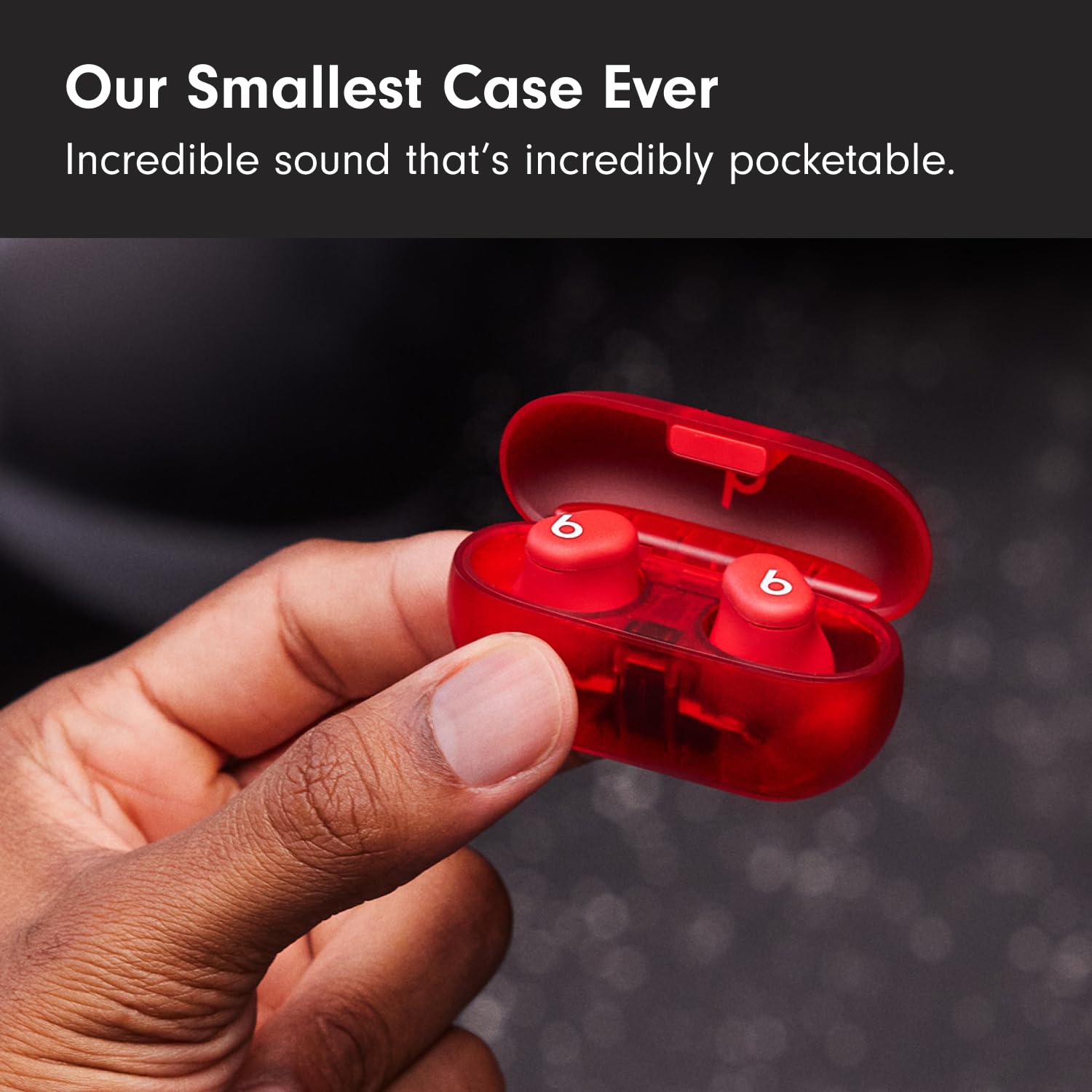 Beats Solo Buds - Wireless Bluetooth Earbuds | 18 Hours of Battery Life | Apple & Android Compatibility | Built-in Microphone - Transparent Red 🍁 All In One Marketplace Canada