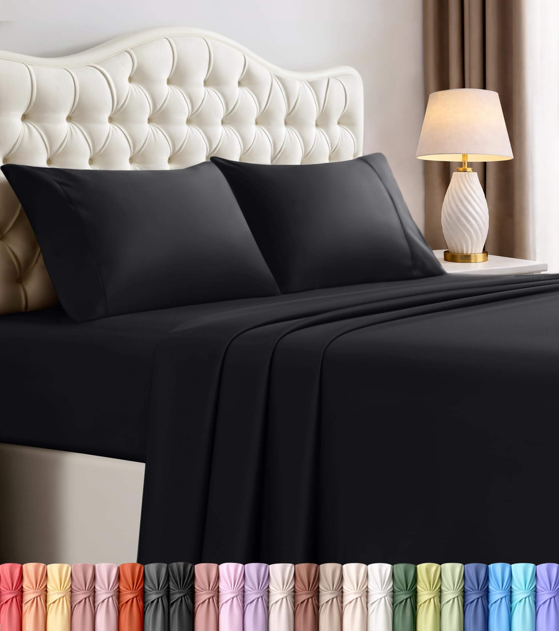 Utopia Bedding Queen Bed Sheet Set - 4 Piece Bedding - Soft Brushed Microfiber Fabric - Shrinkage & Fade Resistant - Easy Care (Black) 🍁 All In One Marketplace Canada