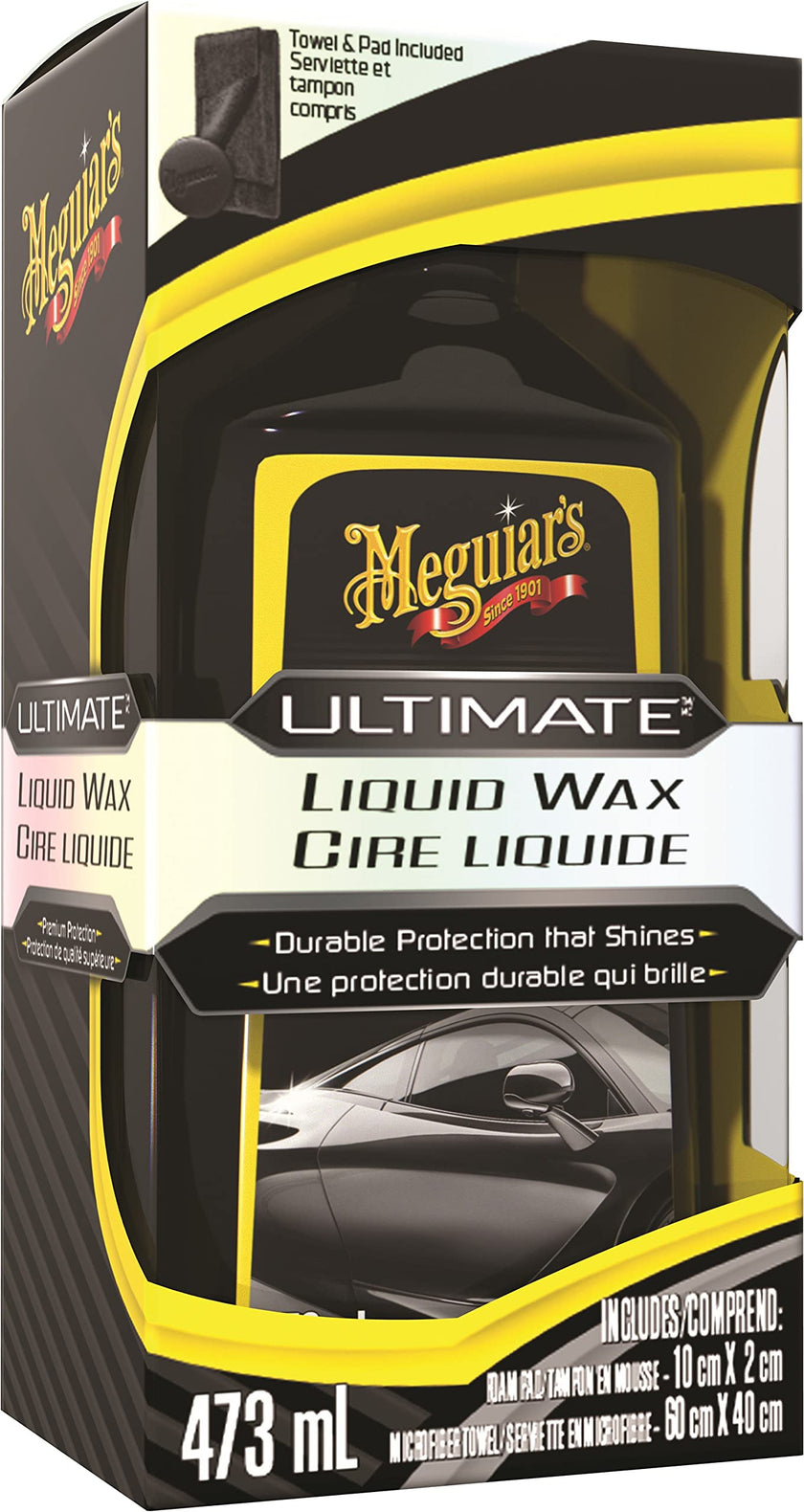 Meguiar's Ultimate Liquid Wax, Improved Liquid Car Wax Formula for Durable Protection that Shines, Premium Towel and Applicator Pad Car Accessories Included, 16 Oz Bottle 🍁 All In One Marketplace Canada