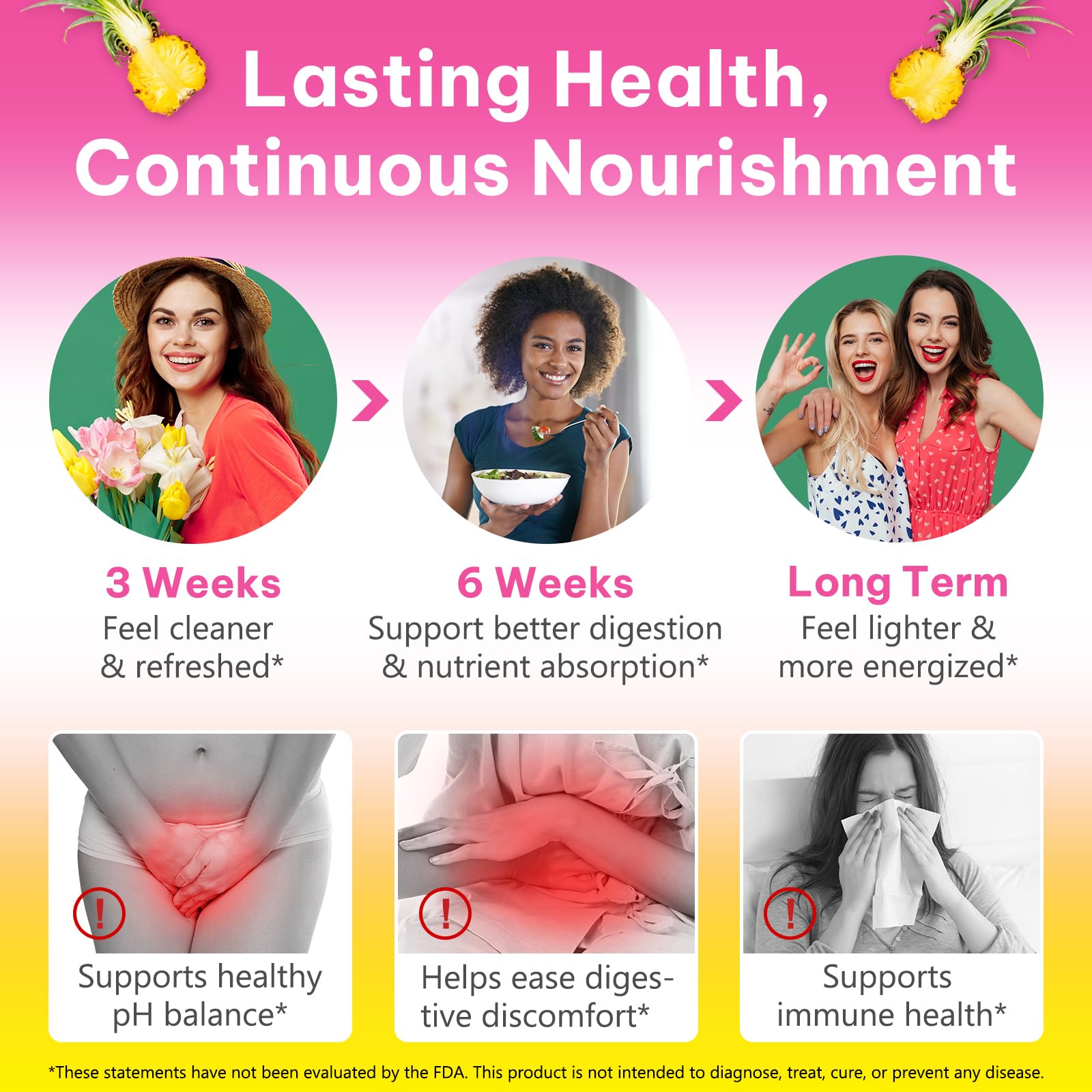 Probiotics Gummies for Women Wellness, Pineapple Flavor, 60 Gummies (1 Pack) 🍁 All In One Marketplace Canada