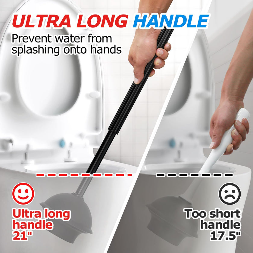 FORASTO 2 in 1 Toilet Brush and Plunger Set, Extended Handle, Bathroom Cleaning Tools, Toilet Bowl Brush and Plungers Combo, Bathroom Cleaning Supplies, Charcoal 🍁 All In One Marketplace Canada