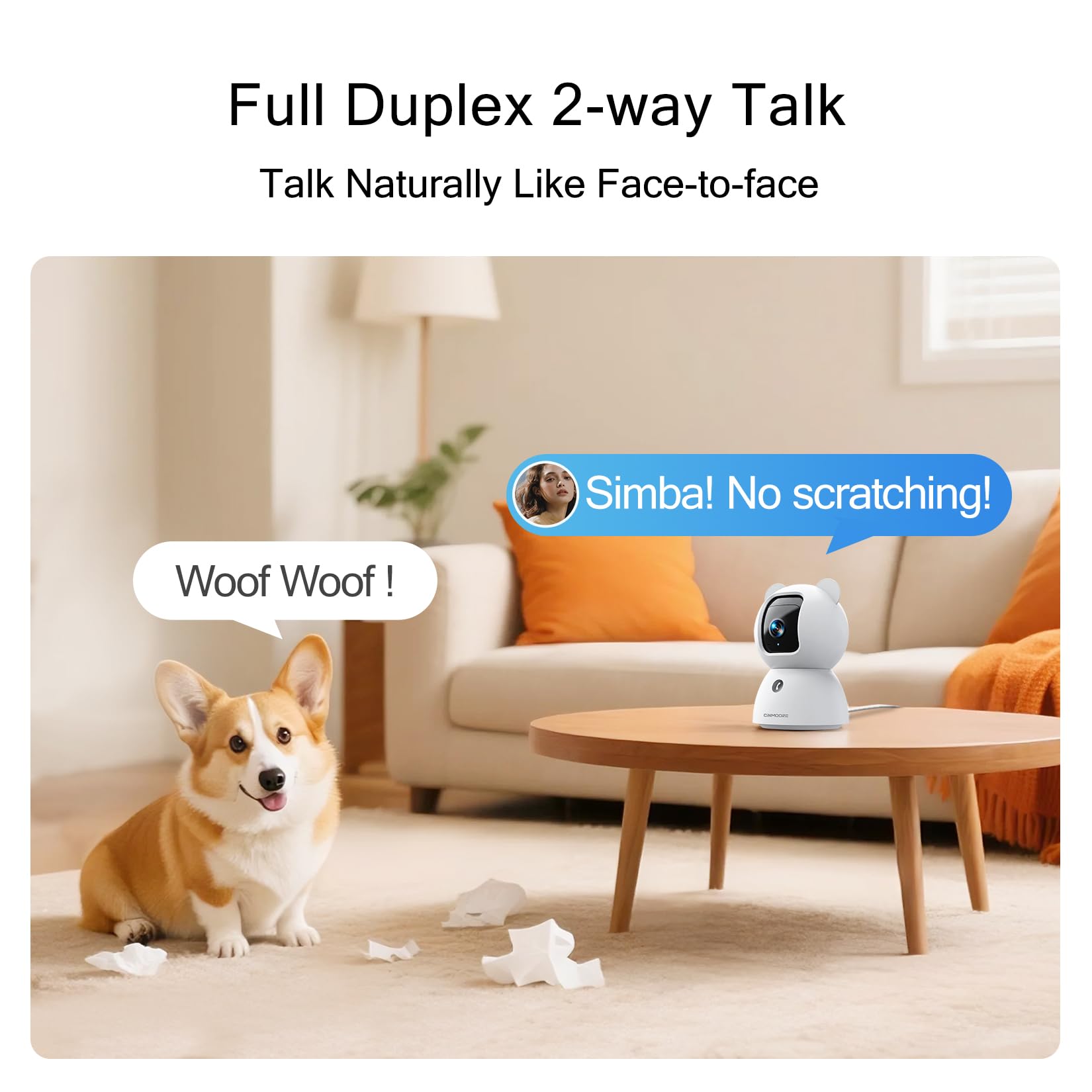 CINMOORE 2.5K Camera Surveillance Interieur, Indoor Security Cam, Free AI Pet/Person/Cry Detection, 4MP Pet Camera with Phone App Pan Tilt 2.4GHz WiFi, Night Vision, Full Duplex Audio 🍁 All In One Marketplace Canada