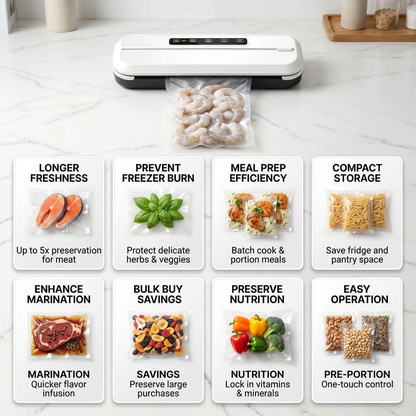 300 Count Vacuum Sealer Bags - Food Saver Bag (8x12,7x10,6x8) Precut Quart for Vacuum Seal, Meal Prep,Sous Vide, BPA Free, Heavy Duty, Commercial Grade Freezer Bags 🍁 All In One Marketplace Canada
