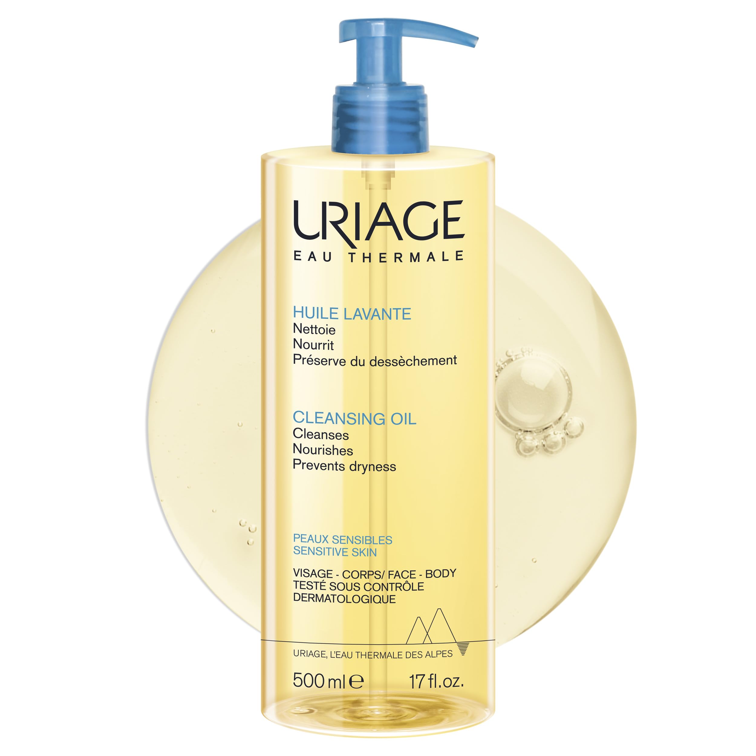 Uriage Cleansing Soothing Oil - Face & Body Daily Cleanser & Shower Oil With Glycerin & Ceramides - Whole Family Format, Babies, Children & Adults - Sensitive Skin - Soap-Free, Fragrance-Free - 500ml 🍁 All In One Marketplace Canada
