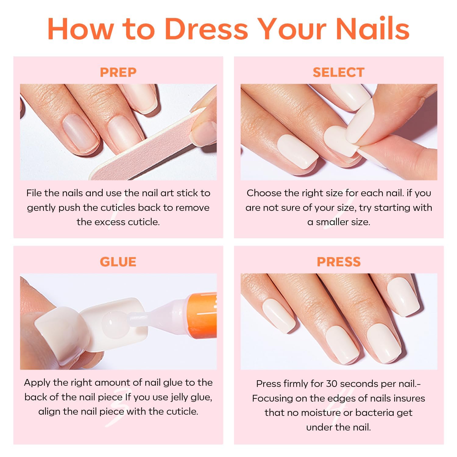 Modelones French Tip Press On Nails, Short Oval Fake Nails Press Ons with Nail Glue, Adhesive Tabs, Nail File, Prep Pad, Manicure Stick, 32Pcs 16 Sizes, Nude, Valentines 🍁 All In One Marketplace Canada