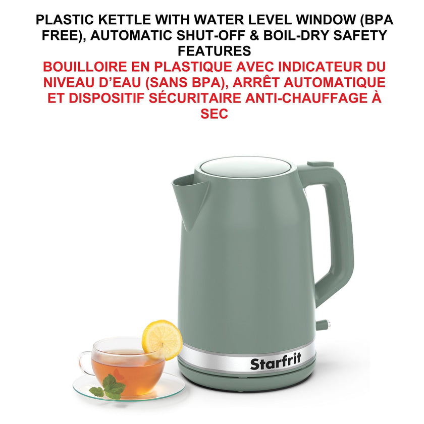 Starfrit Electric Kettle - 1.7L Capacity - Water Level Indicator - Automatic Shut-Off - 1500W – Sage 🍁 All In One Marketplace Canada