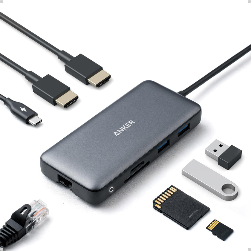 Anker Laptop Docking Station Dual Monitor, 8-in-1 USB C Hub, 4K Dual Monitor with 2 HDMI, 1 Gbps Ethernet Hub, 85W Power Delivery, SD Card Reader for XPS and More (Charger not Included) 🍁 All In One Marketplace Canada
