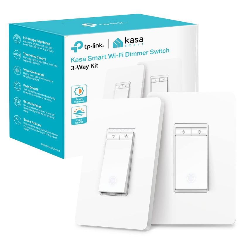 Kasa Smart 3-Way Dimmer Light Switch Kit by TP-Link (KS230 KIT V2) - Neutral Wire Required, 2.4GHz WiFi Light Switch works with Alexa and Google Home, No Hub Required, UL Certified, White 🍁 All In One Marketplace Canada