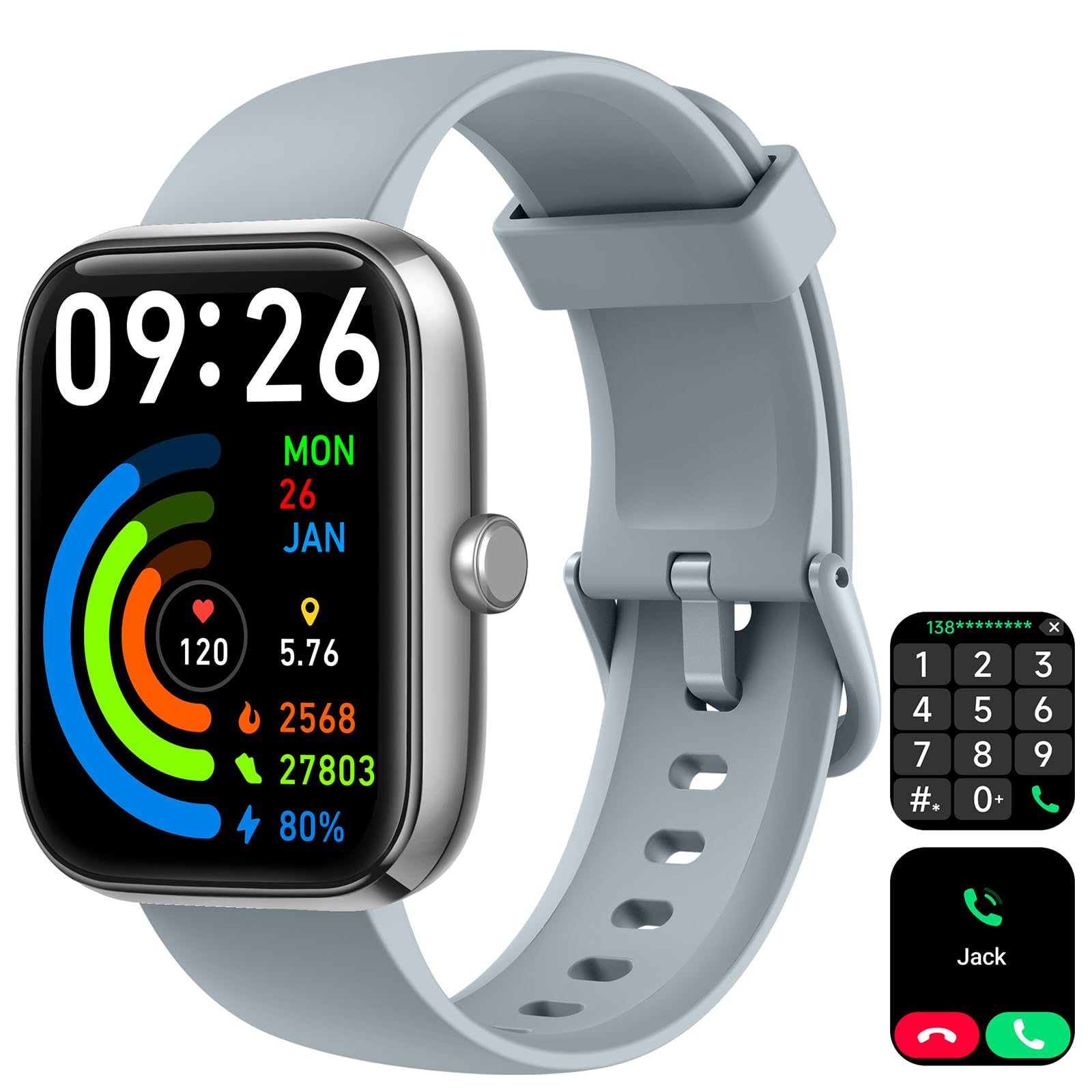 Smart Watch for Men Women with Bluetooth Call, Alexa Built-in, Heart Rate & Sleep Monitor, 1.83