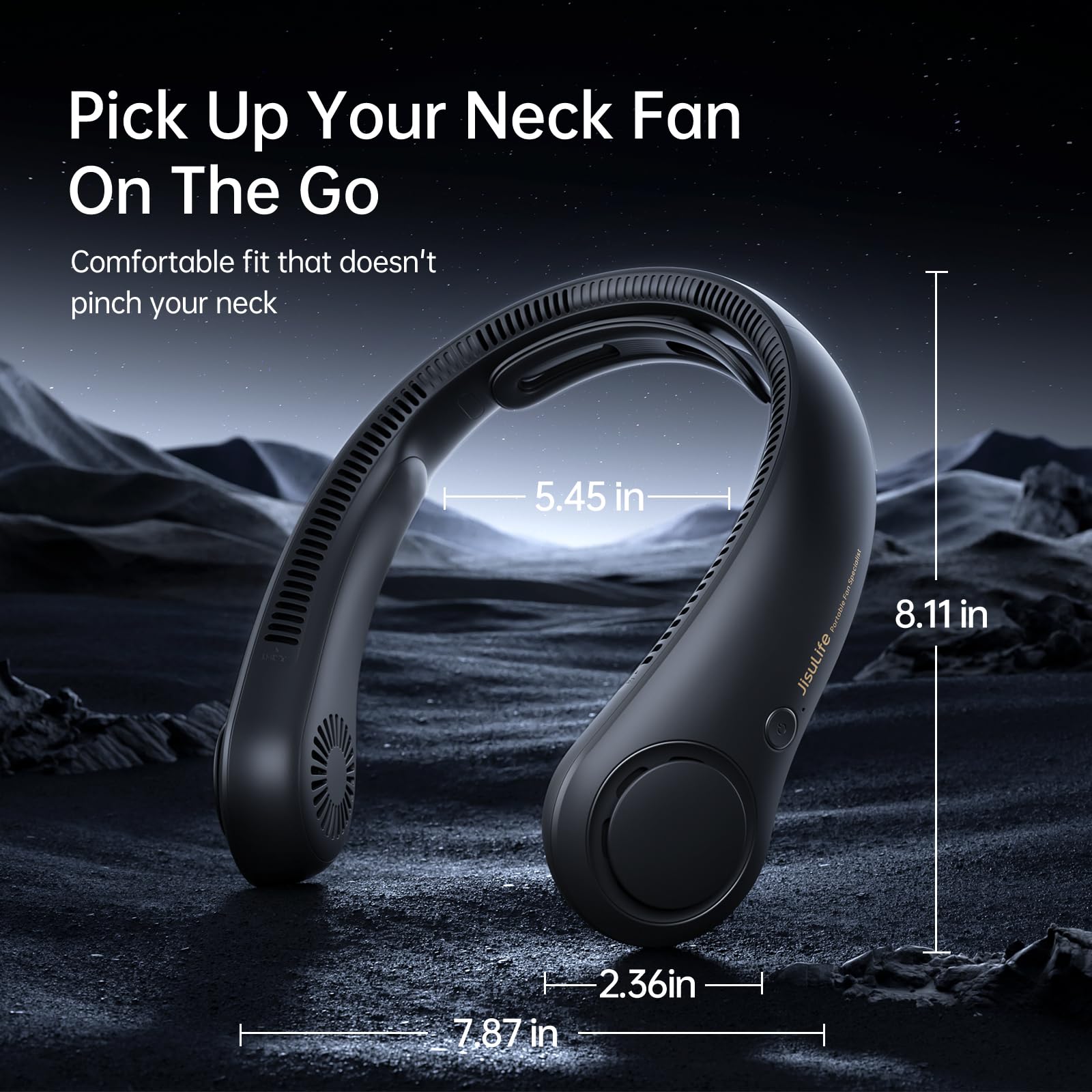 JISULIFE Portable Neck Fan Upgraded, Neckbrace Personal Hands Free, 5 Speed Gears Adjustment, 5000 mAh Wearable Bladeless Quiet Rechargeable for Outdoor Indoor, Gifts for Women Men- Black 🍁 All In One Marketplace Canada