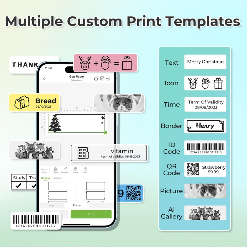 Nelko Label Maker Machine with Tape, P21 Portable Bluetooth Label Printer, Wireless Built-in Cutter Sticker Maker Mini Label Makers with Multiple Templates for School Organizing Office Home, White 🍁 All In One Marketplace Canada