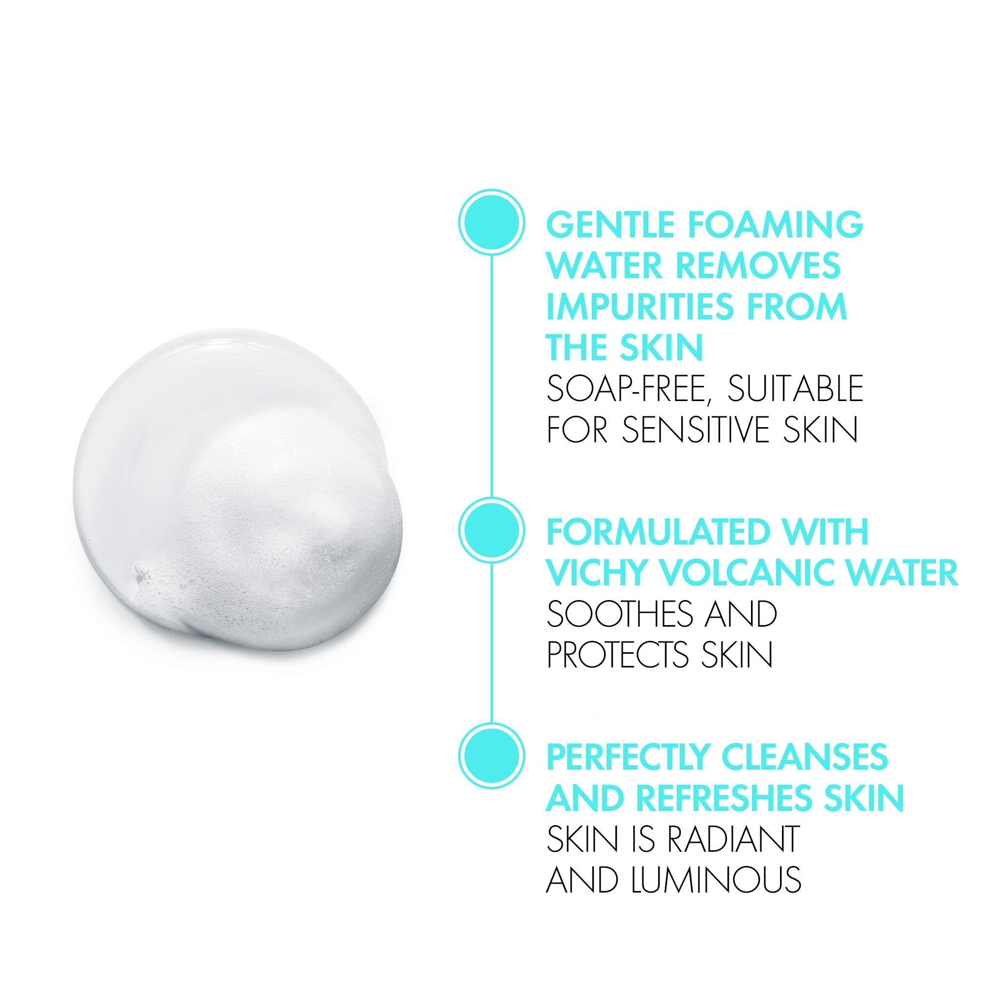 Vichy Foaming Facial Cleanser, Pureté Thermale Purifying Foaming Water Cleanser for Sensitive Skin, Soap-Free, Paraben-Free, and Hypoallergenic, 150mL 🍁 All In One Marketplace Canada