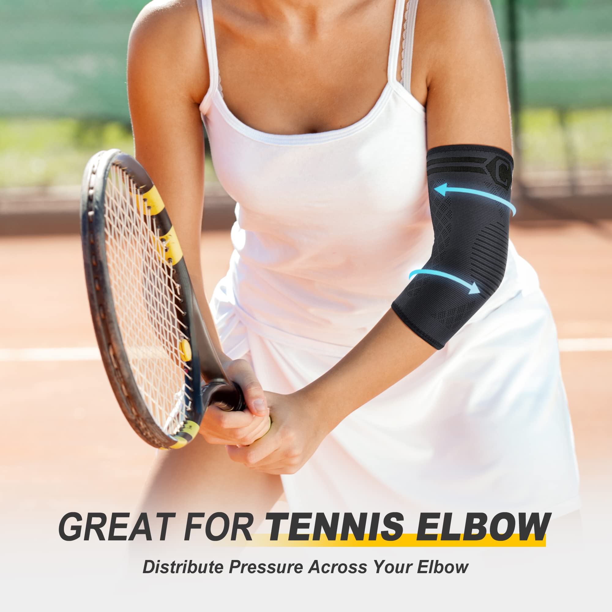 CAMBIVO Elbow Brace 2 Pack, Tennis Elbow Brace for Men and Women, Elbow Compression Sleeve, Elbow Support for Golf Elbow, Workouts, Weightlifting(Black, Large) 🍁 All In One Marketplace Canada
