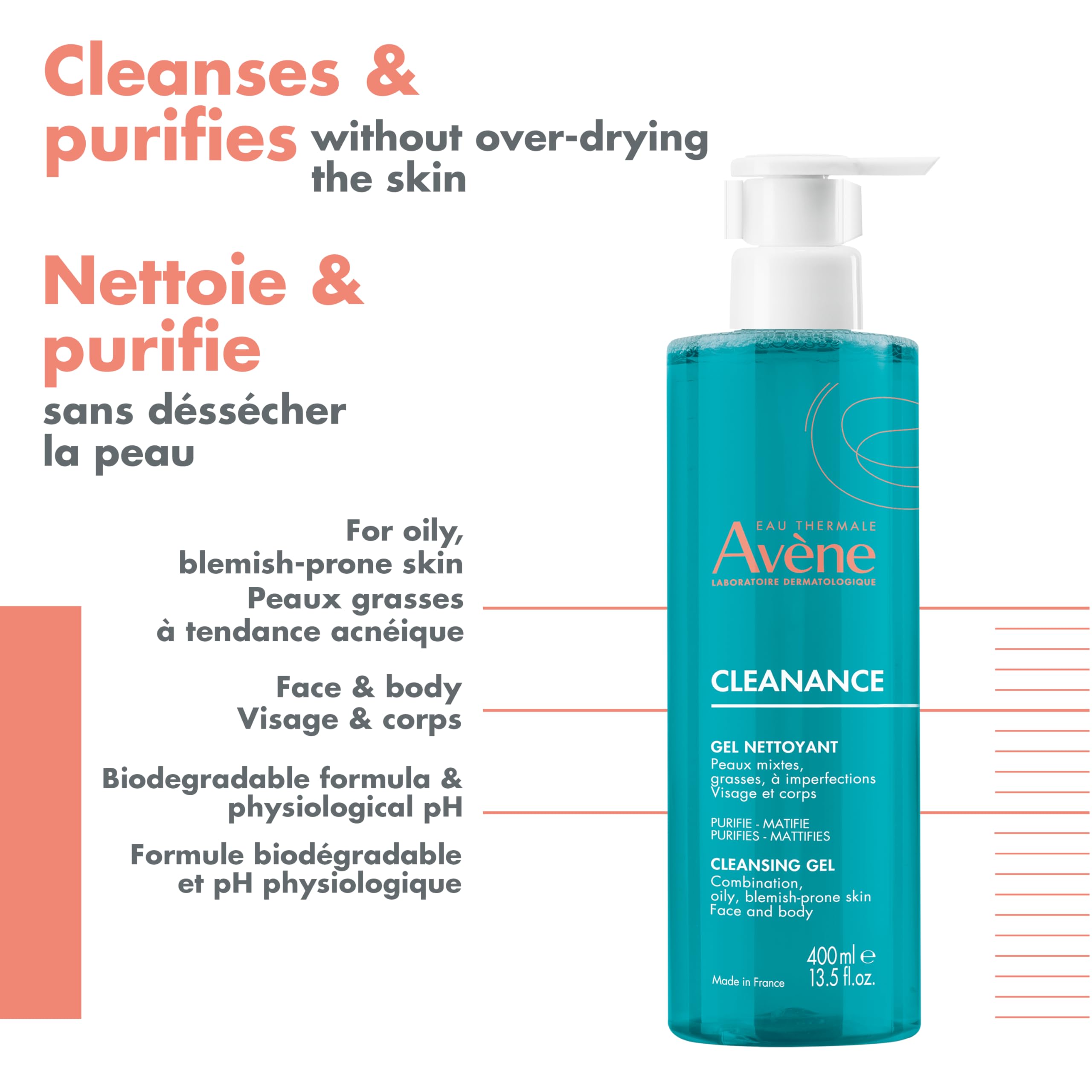 Eau Thermale Avene Cleanance Acne Cleansing Gel Face Wash, 400 mL 🍁 All In One Marketplace Canada