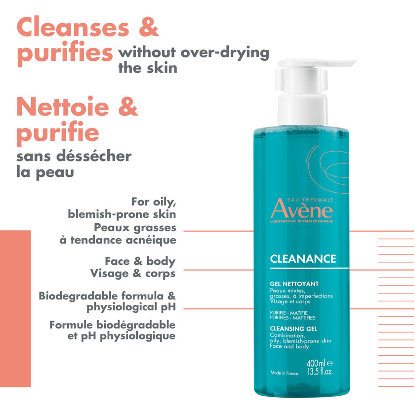 Eau Thermale Avene Cleanance Acne Cleansing Gel Face Wash, 400 mL 🍁 All In One Marketplace Canada