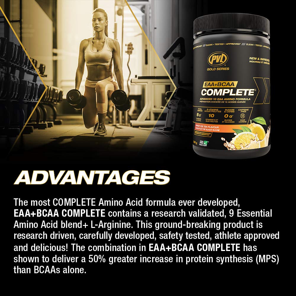 PVL EAA+BCAA COMPLETE – Essential Amino Acid Supplement with BCAAs, Electrolytes & B-Vitamins – Pre, Intra or Post Workout Powder – Keto & Vegan Friendly – Tropical Punch, 30 Servings 🍁 All In One Marketplace Canada