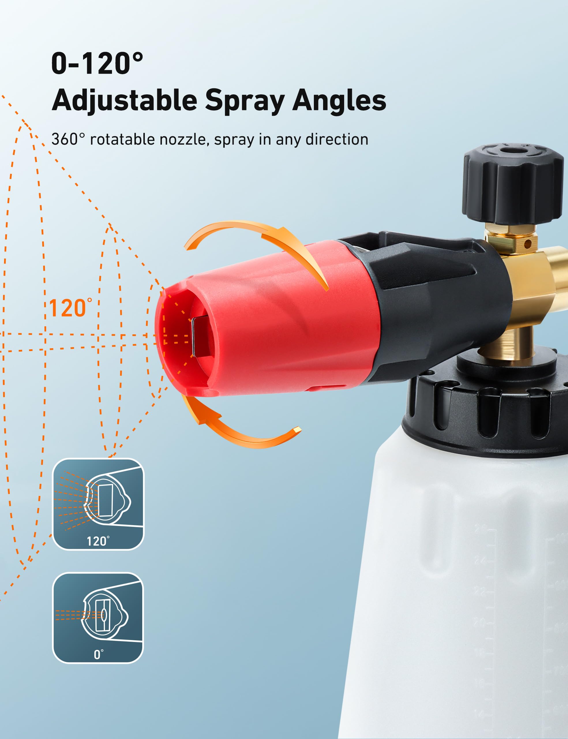 AstroAI Foam Cannon, Heavy Duty Car Foam Blaster Wide Neck Adjustable Snow Foam Lance and Thick Foam for Pressure Washer 1/4
