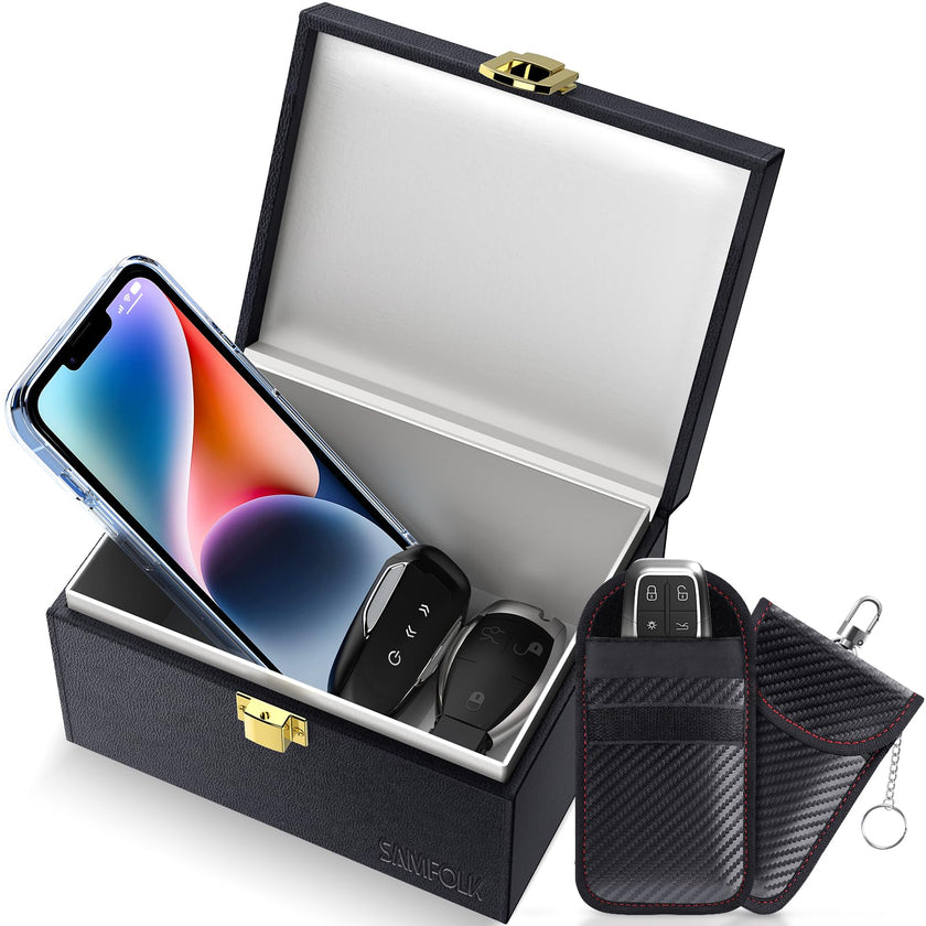 Samfolk Faraday Box with 2 Faraday Bags, Faraday Box for Car Keys, RFID Key Fob Protector Anti-Theft Key Fob Box, Anti-Theft Cages for Car Keys, Phone and Credit Card 🍁 All In One Marketplace Canada
