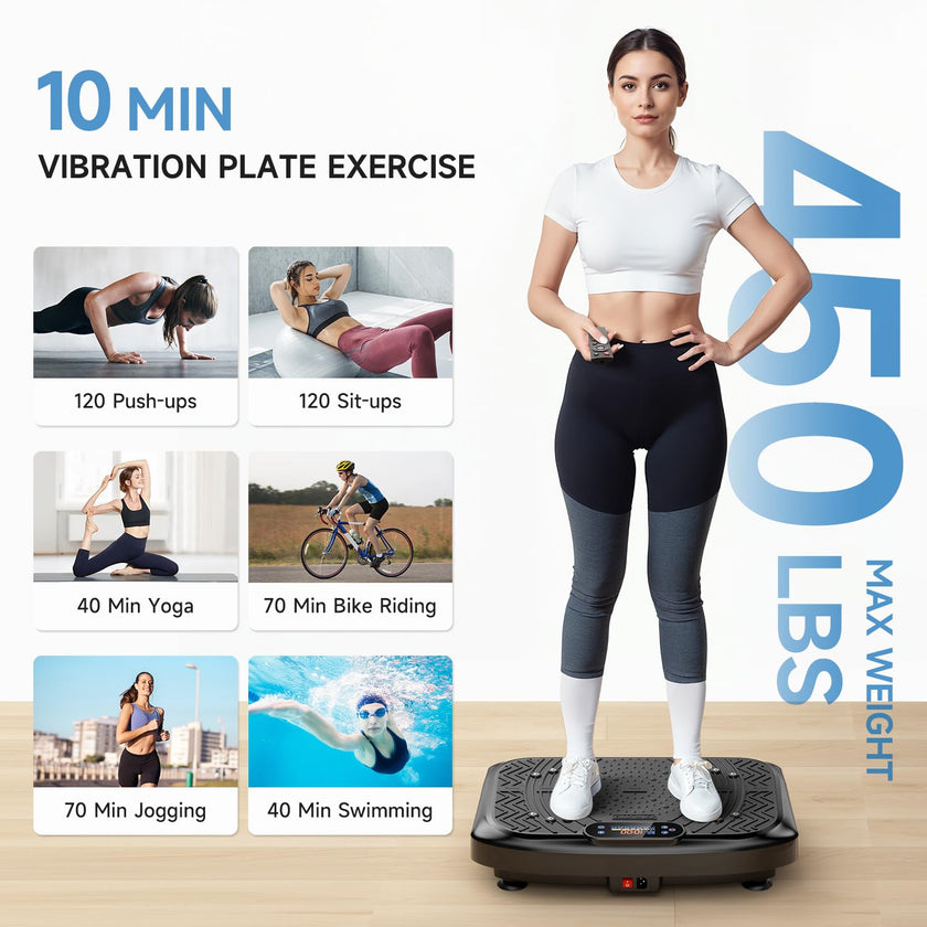 Vibration Plate Exercise Machine,Vibration Plate Machine 199 Adjustable Speed,Vibrating Plate Exercise Machine Automatic Mode P1-P7,Vibration Platform with Bluetooth 450 Lbs Capacity(Raven Black) 🍁 All In One Marketplace Canada
