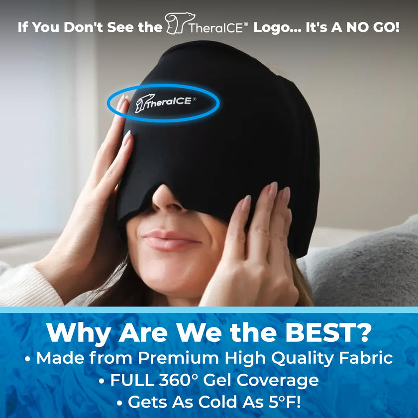 TheraICE Migraine Relief Cap | Soothing Headache Hat Ice Pack Mask | Face Cold Compress Cooling Gel Head Wrap Products for her Sinus Tension Stress Hangover & Puffy Eyes | Great Birthday Gift for Mom 🍁 All In One Marketplace Canada