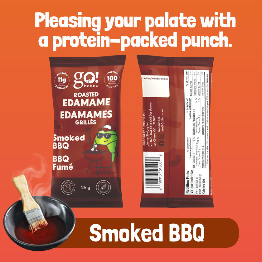 GoBeanz Crunchy Roasted Edamame, Tasty Smoked BBQ, High Protein Healthy Snack, For Adults & Kids, 20 Single Serve Packs, Low calorie, Low Sugar Plant Based, Salty Snacks 🍁 All In One Marketplace Canada