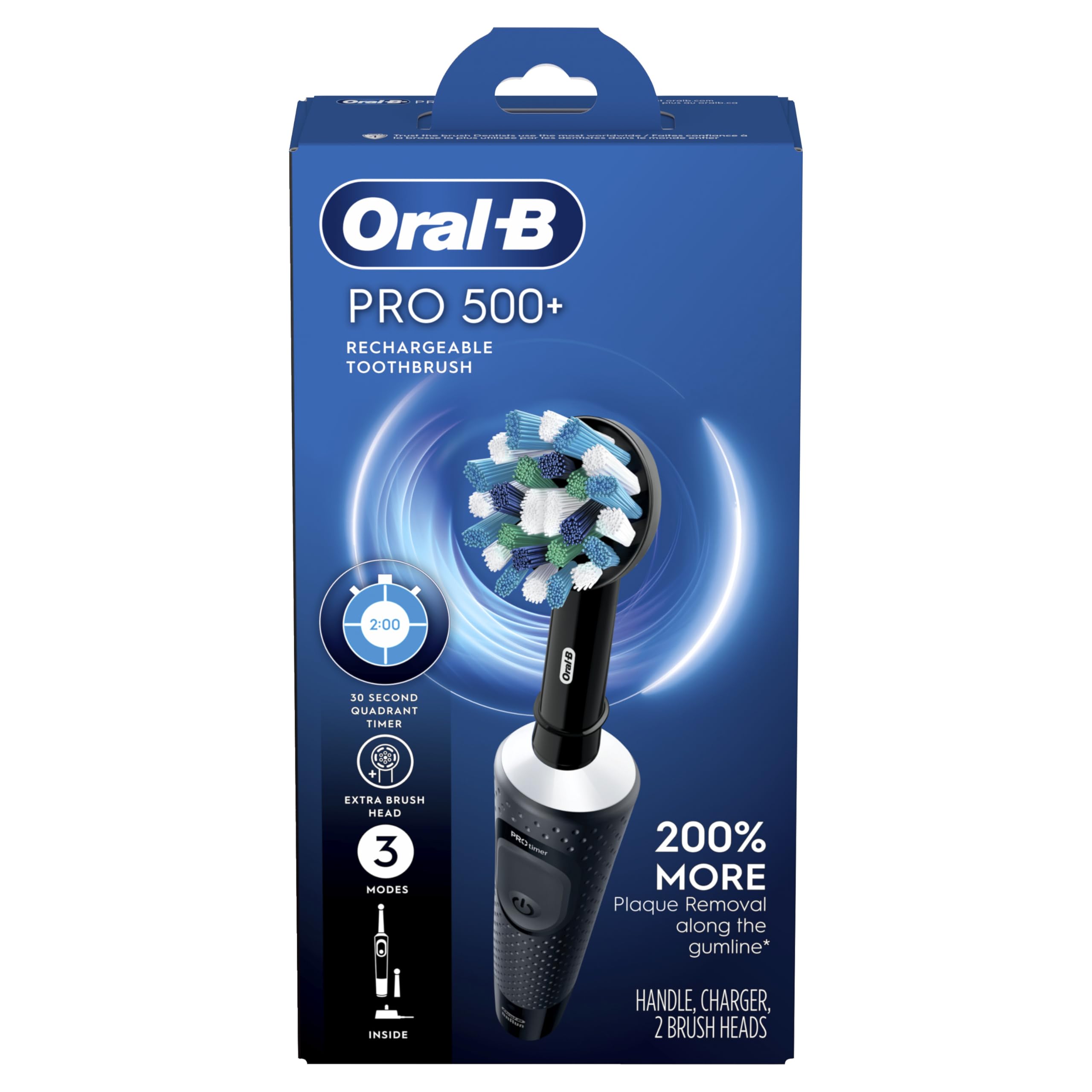 ORAL-B PRO 500+ RECHARGEALBE TOOTHBRUSH BLACK 1 CT 🍁 All In One Marketplace Canada