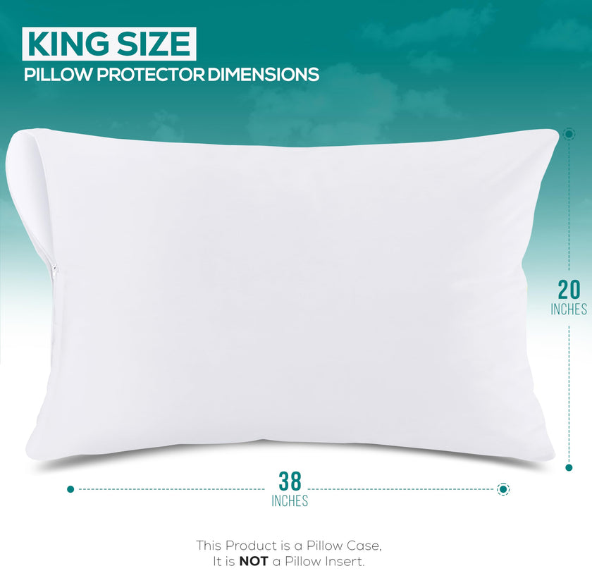 Utopia Bedding Waterproof Pillow Protectors Zippered King Size (2 Pack, White), Zippered Pillowcases, Bed Bug Proof Pillow Encasement Covers 20 x 38 Inches 🍁 All In One Marketplace Canada