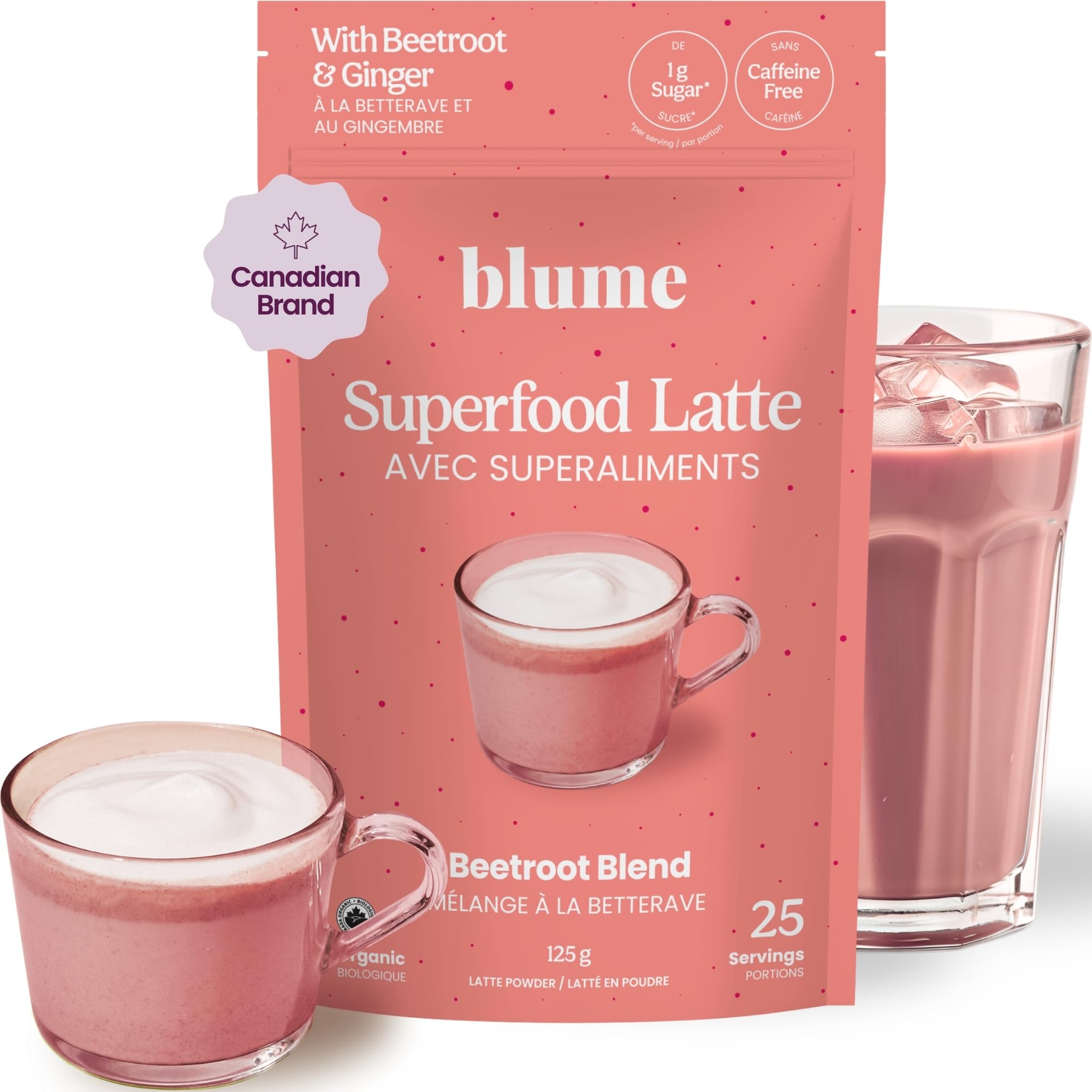 Blume Superfoods Latte - Beetroot Powder, Energy Boosting, Organic Beet Powder, Clove, Cinnamon, Ginger - Vegan, Gluten-Free - 25 Servings -Canadian Brand - As Seen on Dragons' Den 🍁 All In One Marketplace Canada