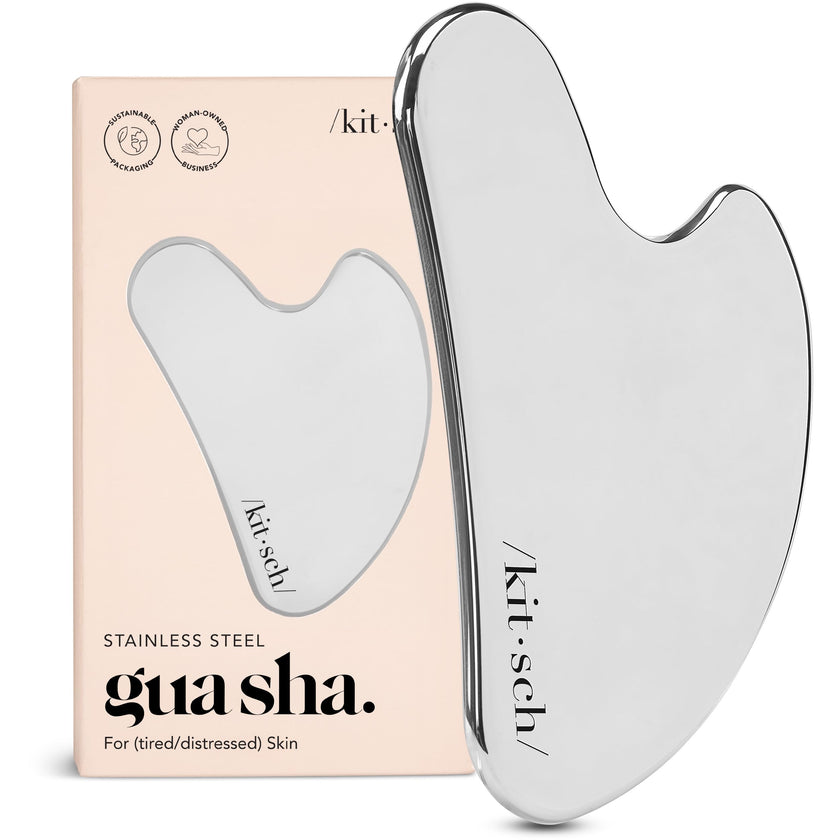 Kitsch Stainless Steel Gua Sha Facial Tools - Guasha Tool for Face, Face Sculpting Tool, Jawline Shaper, Double Chin Reducer, Body Gua Sha Tools, Lymphatic Drainage Massager, Facial Skin Care - Silver 🍁 All In One Marketplace Canada