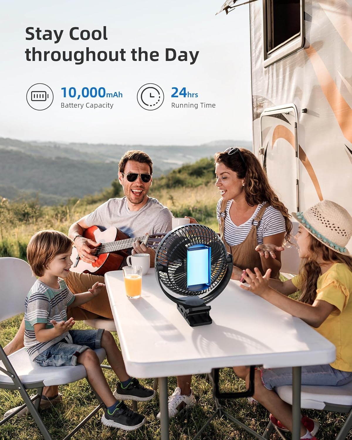 Koonie 10000mAh Clip on Fan Rechargeable, 8-Inch Battery Operated Desk Fan, USB Fan with 4 Speeds, Strong Airflow Sturdy Clamp for Golf Cart Office Desk Outdoor Travel Camping Tent Gym Treadmill,Black 🍁 All In One Marketplace Canada