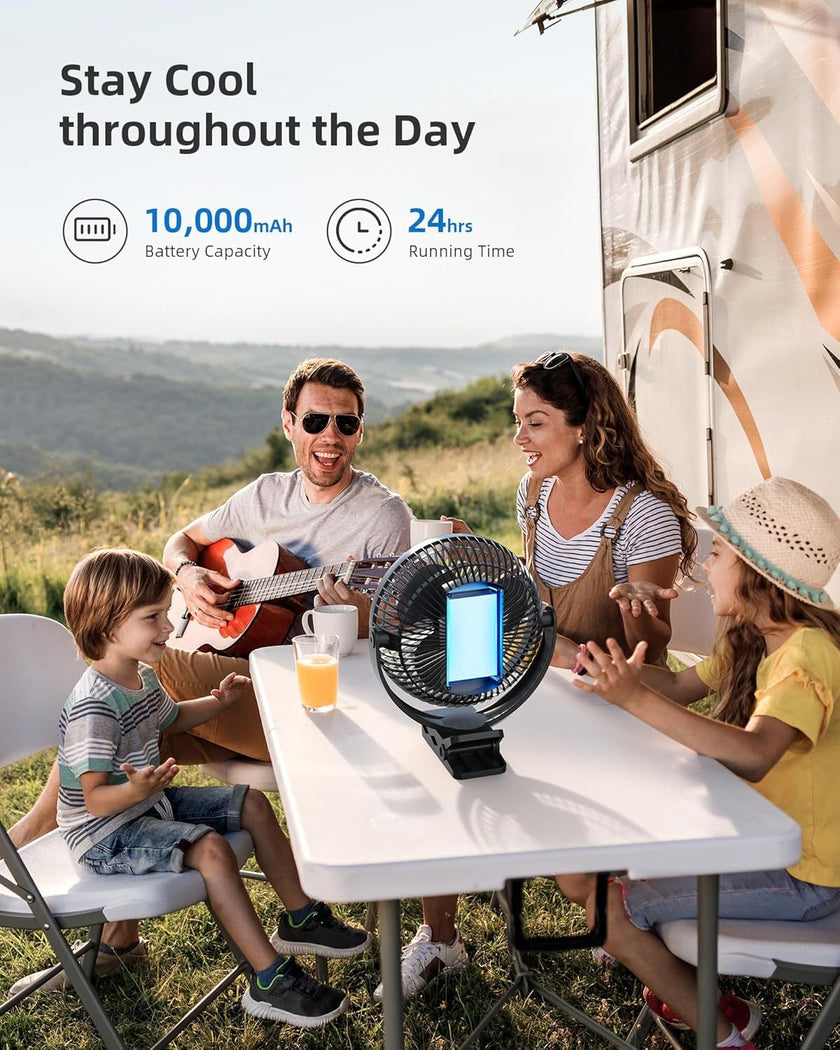Koonie 10000mAh Clip on Fan Rechargeable, 8-Inch Battery Operated Desk Fan, USB Fan with 4 Speeds, Strong Airflow Sturdy Clamp for Golf Cart Office Desk Outdoor Travel Camping Tent Gym Treadmill,Black 🍁 All In One Marketplace Canada