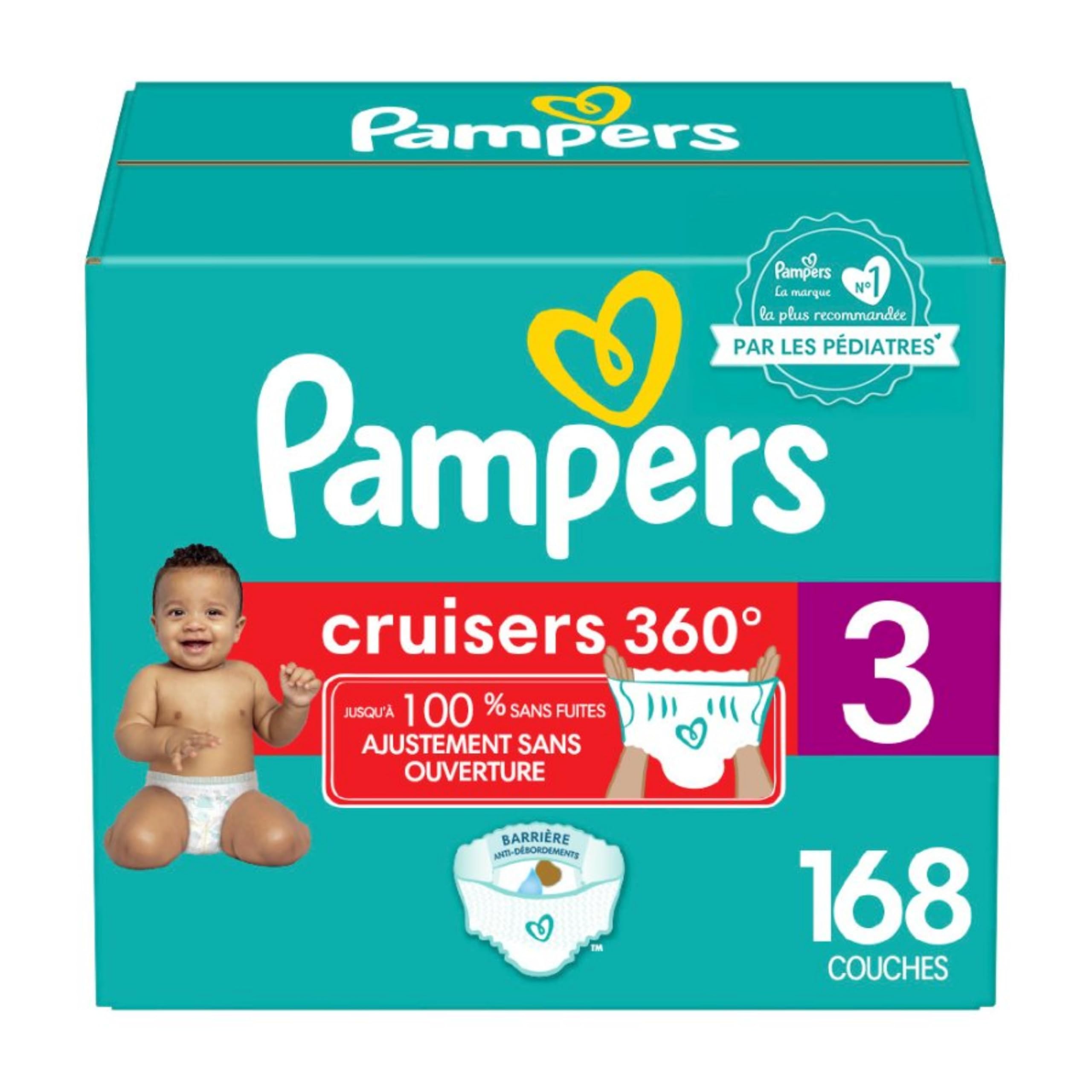 Pampers Diapers - Cruisers 360 degrees - Size 3, 168 Count, up to 100% Leakproof Fit, Designed for Active Babies, Pull On Diaper, EZ Off Tabs Designed for Easy Changes 🍁 All In One Marketplace Canada