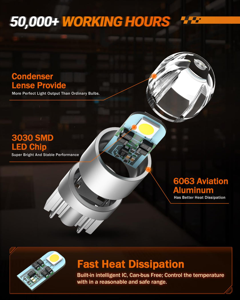 SEALIGHT 194 LED Bulbs 6000K White, 168 2825 T10 W5W 3030 Bright LED Chips, Dome Light, Map Light, Door Light, Courtesy Light, License Plate Light, Pack of 10 🍁 All In One Marketplace Canada