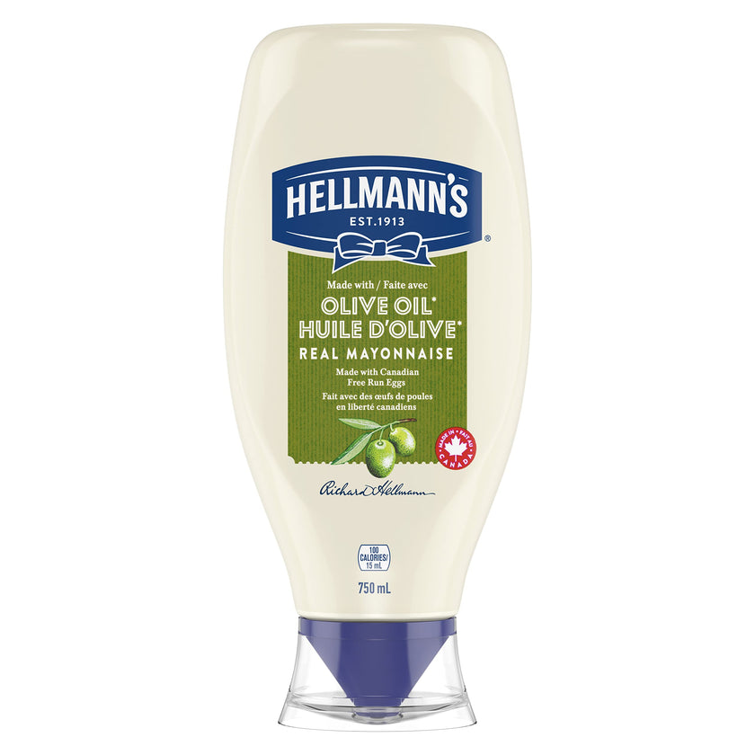 Hellmann's Mayonnaise ideal condiment for sandwiches, salads and burgers Olive Oil with free run eggs and canola oil 750 ml 🍁 All In One Marketplace Canada