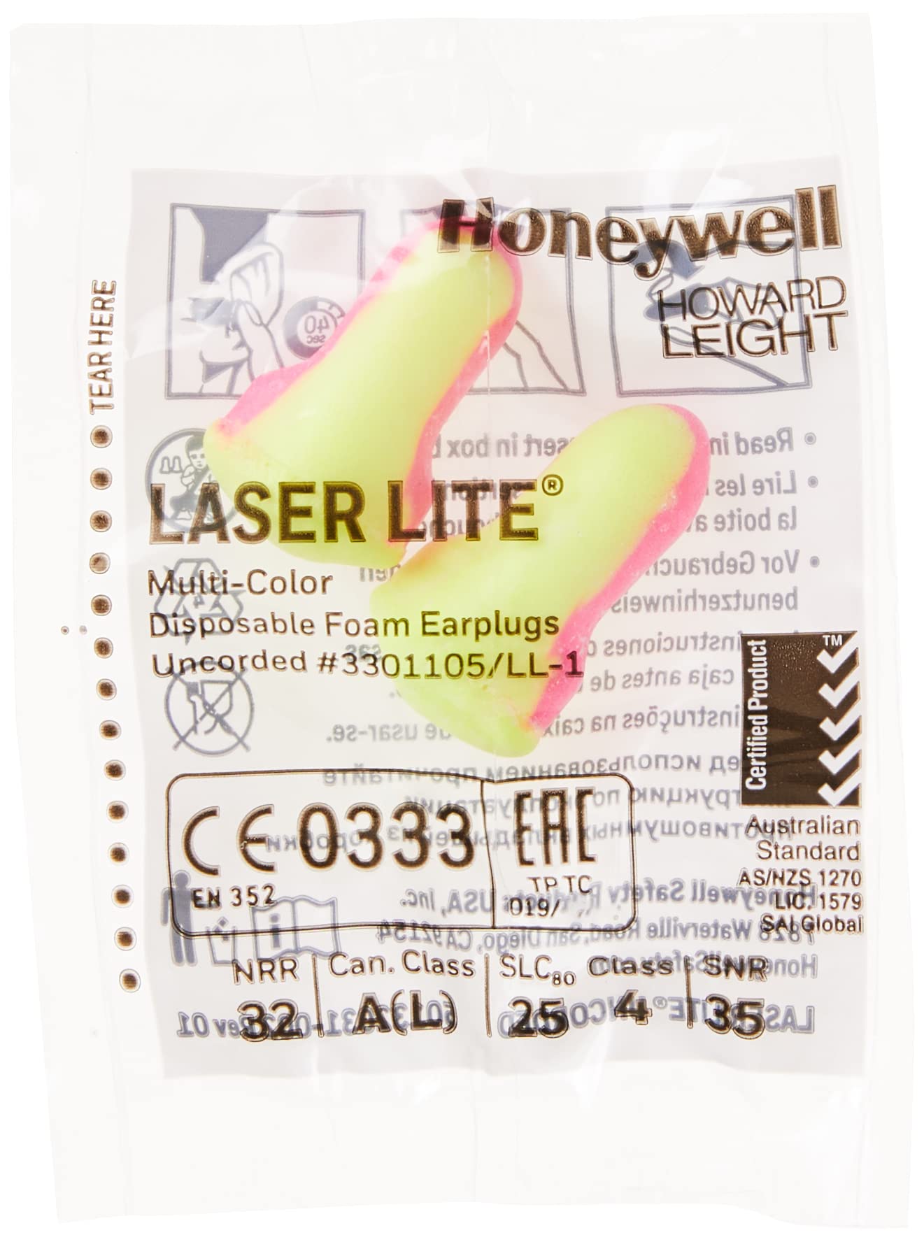 Howard Leight LL-1 Laser LiteUncorded Foam Earplugs Box, 200 Pair (Pink/Yellow) 🍁 All In One Marketplace Canada