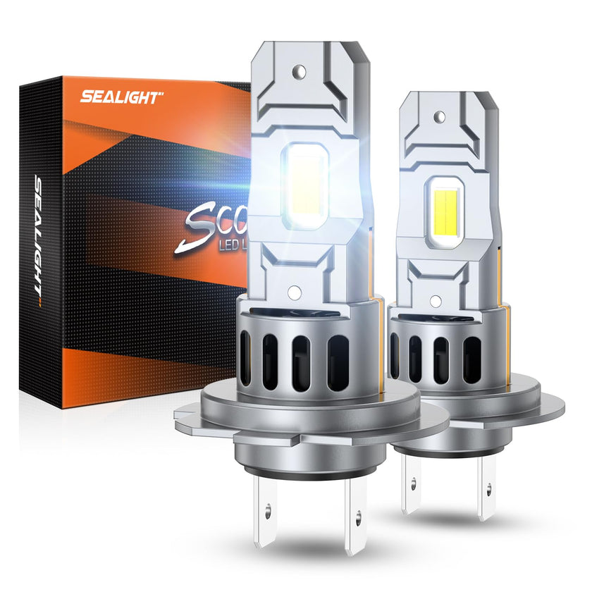 SEALIGHT 2026 Upgraded H7 LED Headlight Bulbs, 1:1 Design 62,000LM 1000% Brighter H7 LED Bulbs, 6500K Cool White H7 Halogen Replacement, Plug and Play, Non-polarity, IP68 Waterproof, Pack of 2 🍁 All In One Marketplace Canada