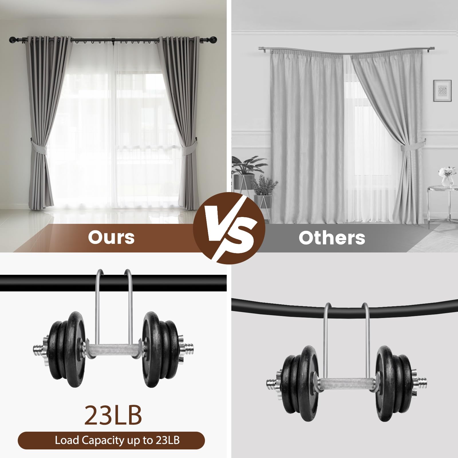 2 Pack Curtain rod for Windows 48 to 84 Inch, 5/8 Inch Small Matte Black Outdoor adjustable Curtain Rods with brackets for Bedroom, Bathroom, Living room, Kitchen, Patio, cafe 🍁 All In One Marketplace Canada