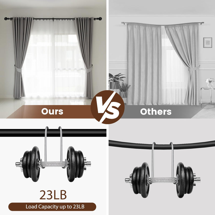 Curtain rods for Windows 48 to 84 Inch, 5/8 Inch Small Matte Black Curtain Rod Adjustable with Brackets Pole Rideau for Bedroom, Bathroom, Living room, Kitchen, Patio, Outdoor, cafe 🍁 All In One Marketplace Canada