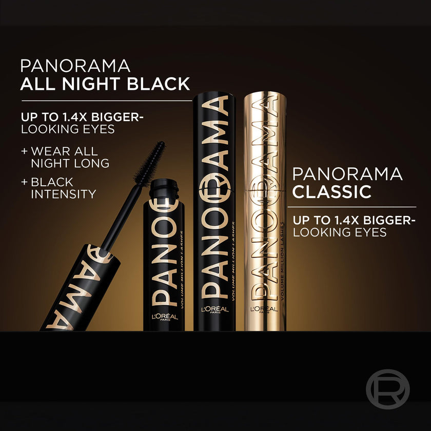 L'Oréal Paris Voluminous Panorama Mascara, Volumizing and Lengthening Mascara, Longwear, Smudge-Resistant and Washable, All Night Black, 0.33 Fl Oz (Pack of 1) 🍁 All In One Marketplace Canada