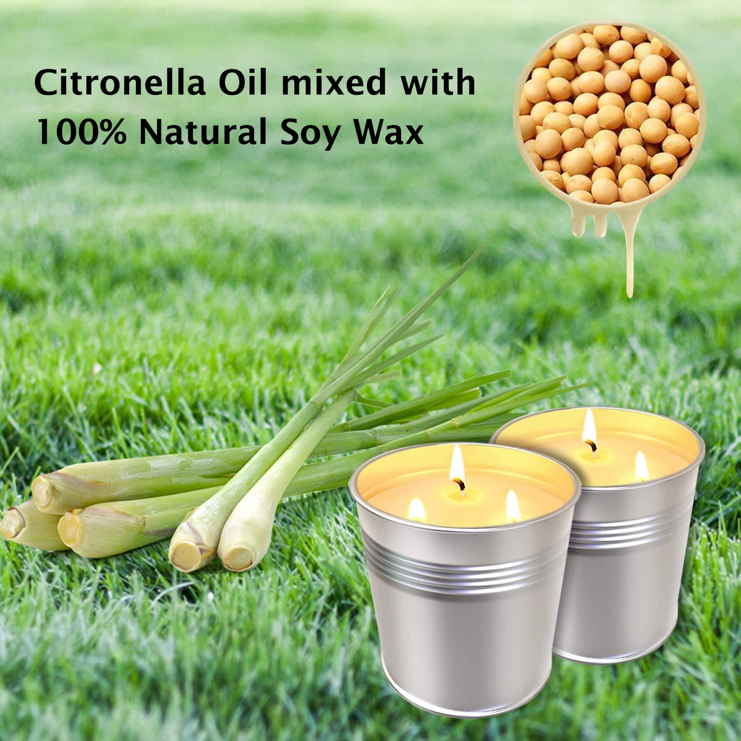 Topsics 40 OZ Citronella Candles Outdoor Indoor 2 x 20 oz, Large Citronella Candles Outdoor for Patio/Home/Garden, 3 Wicks Citronella Candles 100% Natural Soy Wax Candles(2 Pack) 🍁 All In One Marketplace Canada