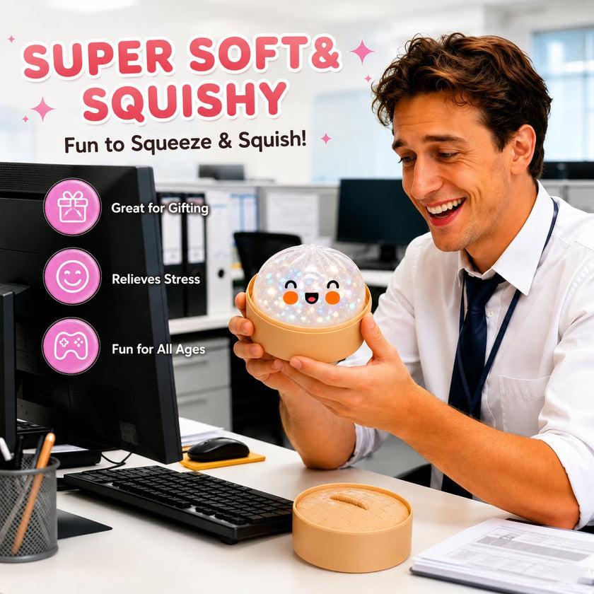 Glitter Dumpling Squishy, Colorful Mystery Dumpling Squishy Surprise Stress Relief, Cute Soft Squeeze Decompression Dough with Steamer (1pcs-White) 🍁 All In One Marketplace Canada