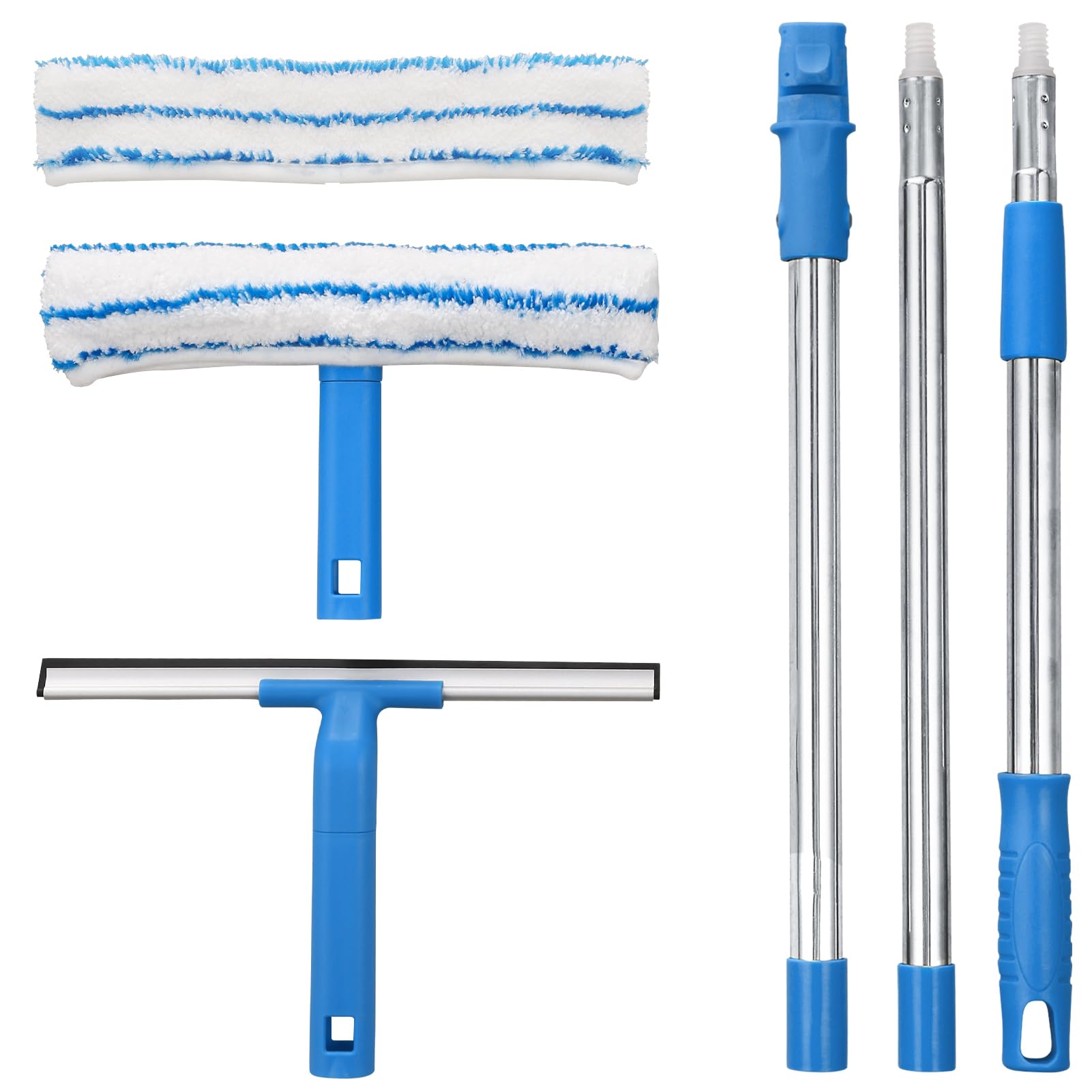 Mitclear Window Cleaner with Long Handle(57IN), Glass Cleaning Tools with Silicone Squeegee & Microfiber Scrubber, Window Cleaning Kit for Shower Glass Mirror Door Car 🍁 All In One Marketplace Canada
