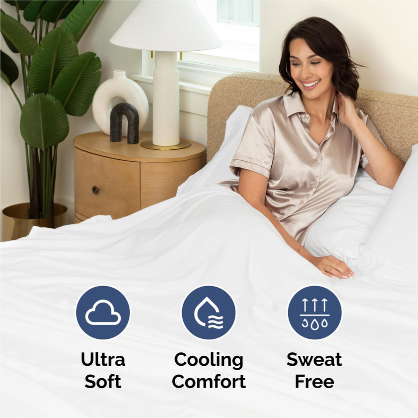 King Size 4 Piece Sheet Set - Comfy Breathable & Cooling Sheets - Hotel Luxury Bed Sheets for Women & Men - Deep Pockets, Easy-Fit, Extra Soft & Wrinkle Free Sheets - White Oeko-Tex Bed Sheet Set 🍁 All In One Marketplace Canada