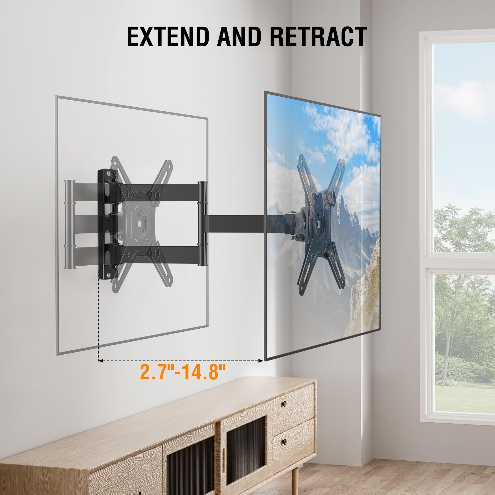 ELIVED Full Motion TV Monitor Wall Mount for Most 14-42 Inch LED LCD Flat Screen TVs & Monitors, Swivel Tilt Extension Rotation TV Mount Bracket Max VESA 200x200mm, up to 44 lbs 🍁 All In One Marketplace Canada