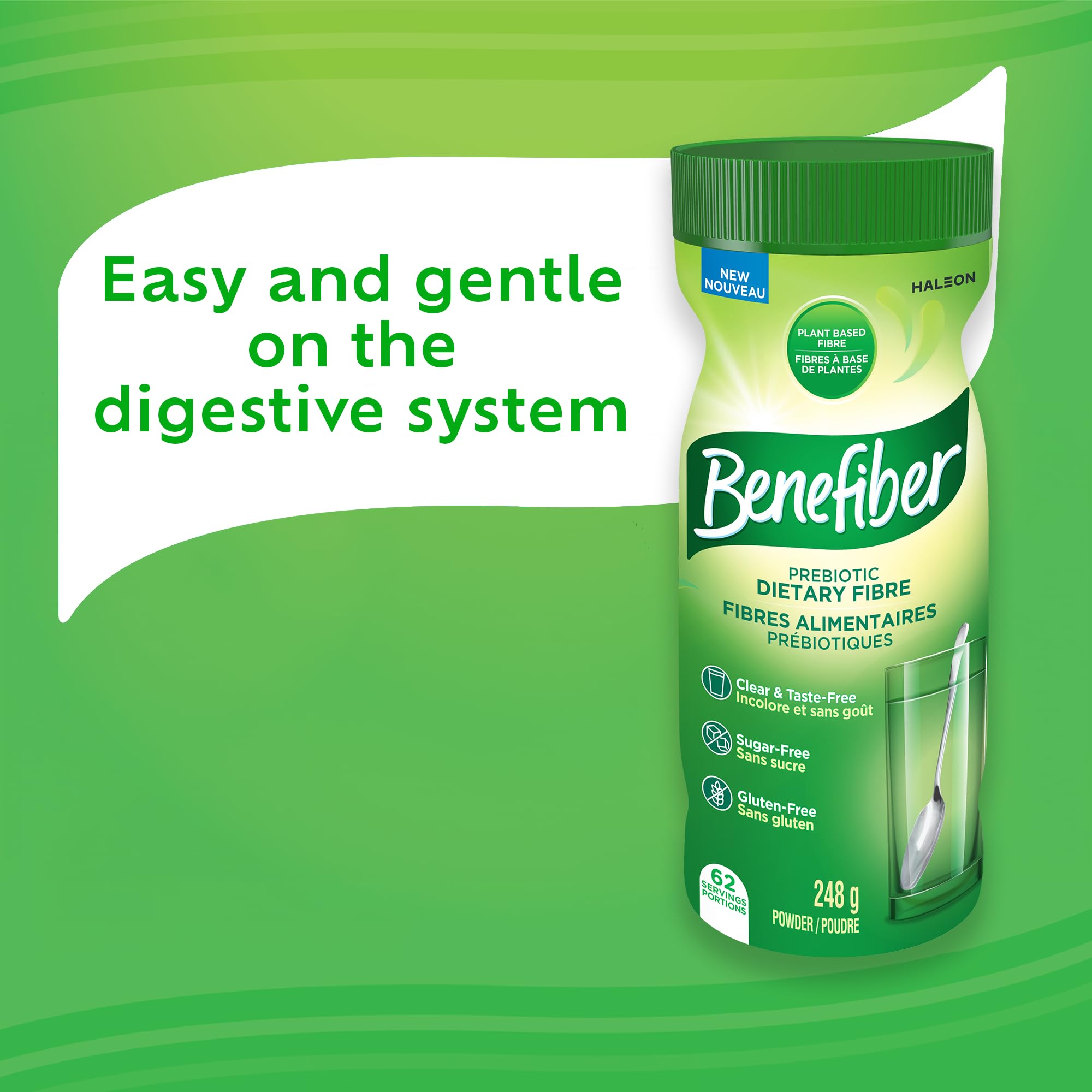 Benefiber Prebiotic Fibre Supplement Powder, Promotes Good Gut Health, Unflavoured & Completely Clear, Dissolves in Drinks & Food, Plant‑Based, Sugar‑Free, Gluten‑Free, Non-GMO, Daily Soluable Fibre Supplement, 62 Servings (248 g)